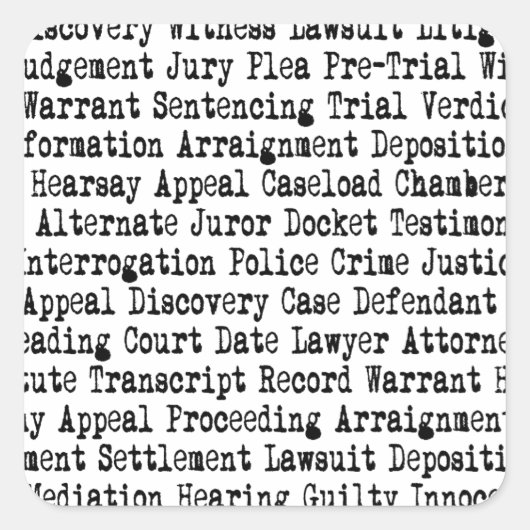 Juridische woorden Terminologie Vierkante Sticker (Voorkant)