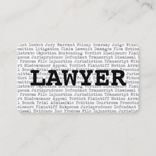 Juridische Woorden Visitekaartje van de advocaat (Voorkant)