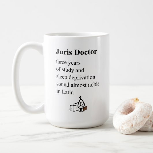Juris Doctor, een grappig Afstuderen van de rechte Koffiemok (Met donut)