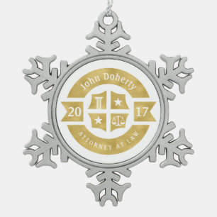 Jurist 2017 Officier van Justitie  Decoratief guld Tin Sneeuwvlok Ornament