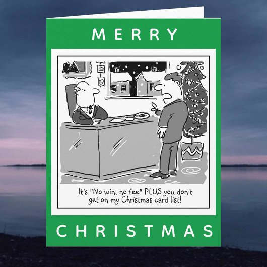 Jurist advocaat en cliënt Cartoon Kerstmis Kaart