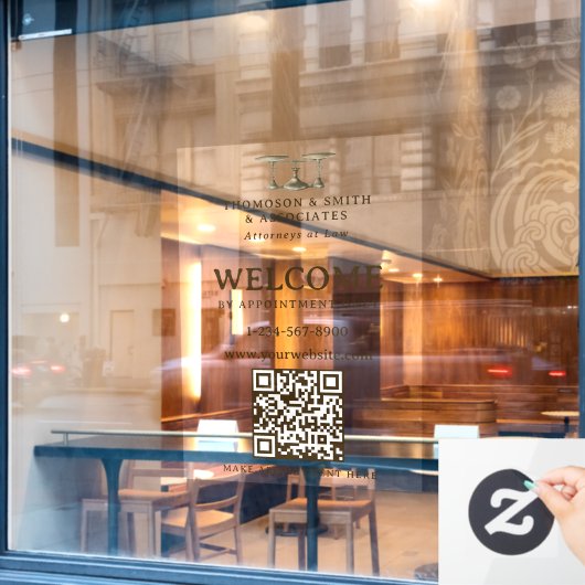 Jurist Juridisch Professionele Benoeming Alleen QR Raamsticker (Cafe Raam)