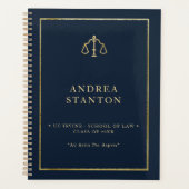 Jurist Rechtenstudie Afstudeercadeau Navy Gouden F Planner (Voorkant)