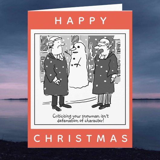 Juristen en Snowman Cartoon Happy Kerstmis Kaart