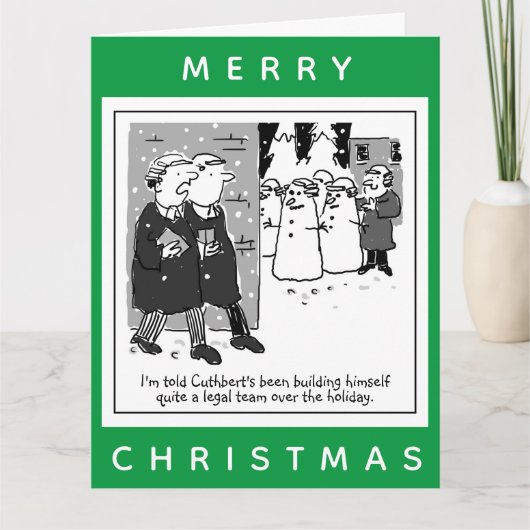 Juristen en Snowmen Cartoon Kerstmis Kaart (Voorkant)