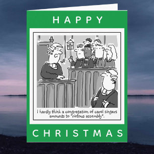 Juristen Grappige Rechtszaal Kerst Cartoon Kerstmi Kaart