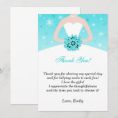 Jurk Bedankkaart Winter Sneeuwvlokken Turquoise (Voorkant / Achterkant)