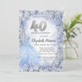 Jurk Blauwe Sneeuwvlokken Winter 40e verjaardag Kaart (Staand voorkant)