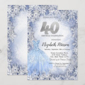Jurk Blauwe Sneeuwvlokken Winter 40e verjaardag Kaart (Voorkant / Achterkant)