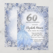 Jurk Blauwe Sneeuwvlokken Winter 60e verjaardag Kaart (Voorkant / Achterkant)