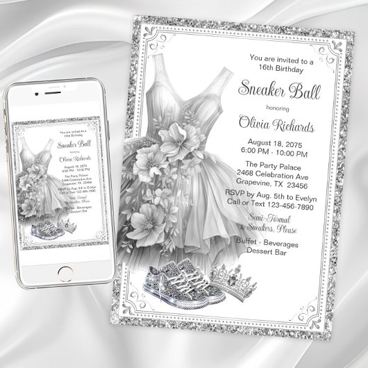 Jurk Bling Sneaker Bal Verjaardagsfeest Kaart