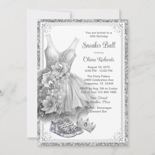 Jurk Bling Sneaker Bal Verjaardagsfeest Kaart (Voorkant)