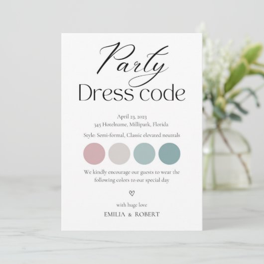 Jurk codekaart, Partij kledingstuk invoegen Aankondiging (Staand voorkant)