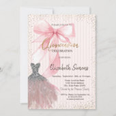 Jurk Confetti, Roze Strik Lint  Kaart (Voorkant)