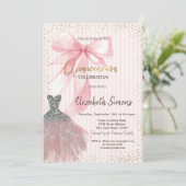 Jurk Confetti, Roze Strik Lint  Kaart (Staand voorkant)