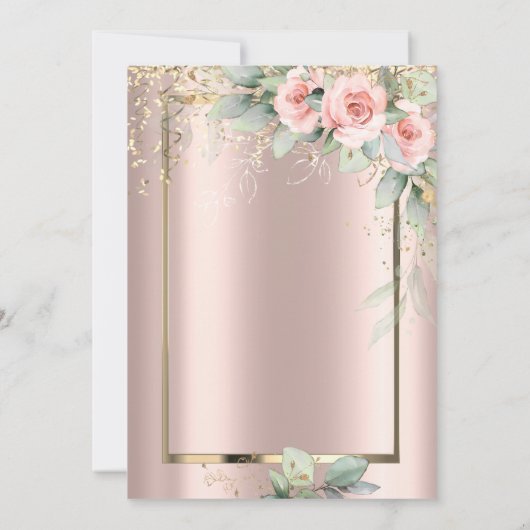 Jurk, Confetti Rozen Roos Goud 50ste Verjaardag Kaart (Achterkant)