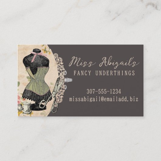  jurk dummy mannequin naaien naaister visitekaartje (Voorkant)