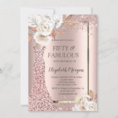 Jurk Glitter Confetti Herfstbloemen 50e Kaart (Voorkant)