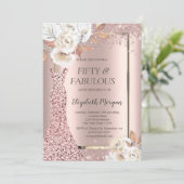 Jurk Glitter Confetti Herfstbloemen 50e Kaart (Staand voorkant)