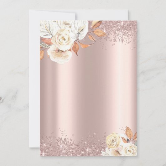 Jurk Glitter Confetti Herfstbloemen 50e Kaart (Achterkant)