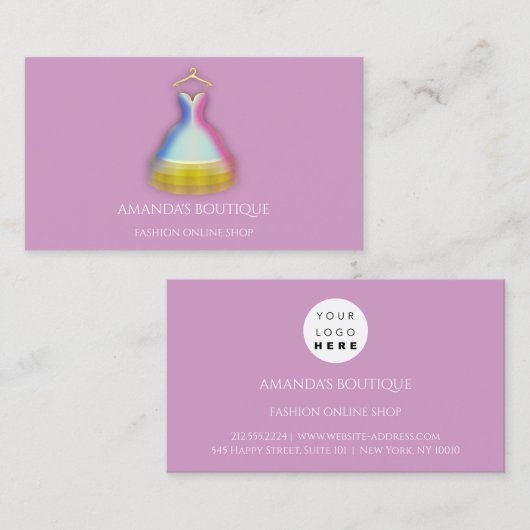 Jurk Logo Mode Boutique Event Gold Violet Visitekaartje (Voorkant / Achterkant)