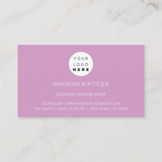 Jurk Logo Mode Boutique Event Gold Violet Visitekaartje (Achterkant)