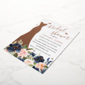 Jurk Navy Blush Bloemen Roos Goud Vrijgezellenfees Folie Uitnodiging (Gedraaid)