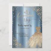 Jurk Tiara, Diamanten Blauw Metallic RSVP Kaart (Voorkant)