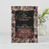 Jurk, Tiara, Donkere Rozen Quinceañera Kaart (Staand voorkant)