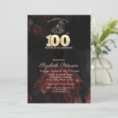 Jurk, Tiara, Rode Rozen 100e verjaardag Kaart (Staand voorkant)