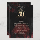 Jurk, Tiara, Rode Rozen 50ste verjaardag Kaart (Voorkant / Achterkant)