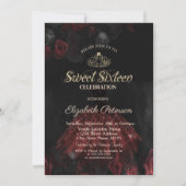 Jurk, Tiara, Rode Rozen Sweet 16 Kaart (Voorkant)