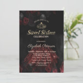 Jurk, Tiara, Rode Rozen Sweet 16 Kaart (Staand voorkant)