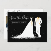 Jurk & Tux - Save the Date Briefkaart (Voorkant / Achterkant)