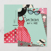 Jurk uit de jaren 50 Retro Vintage Save Date Aankondigingskaart (Voorkant / Achterkant)