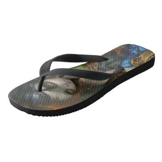 "Jurk van zondaars, Jurk van heiligen" Teenslippers (Schuin)