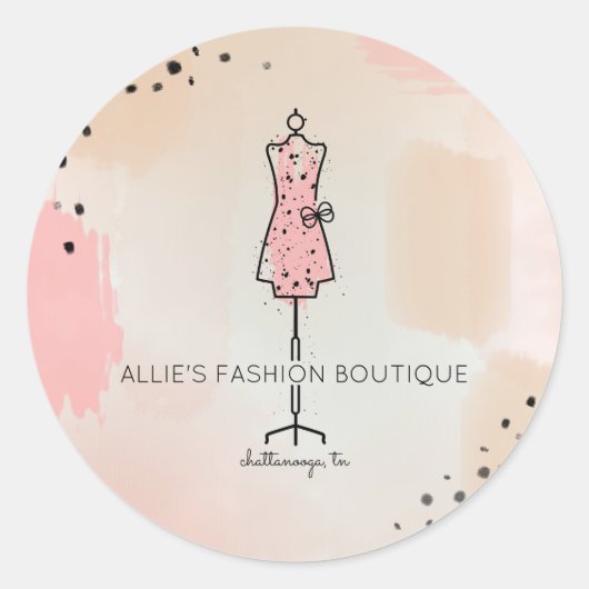 Jurk Vorm Lijn Tekening Mode Business Logo Ronde Sticker (Voorkant)