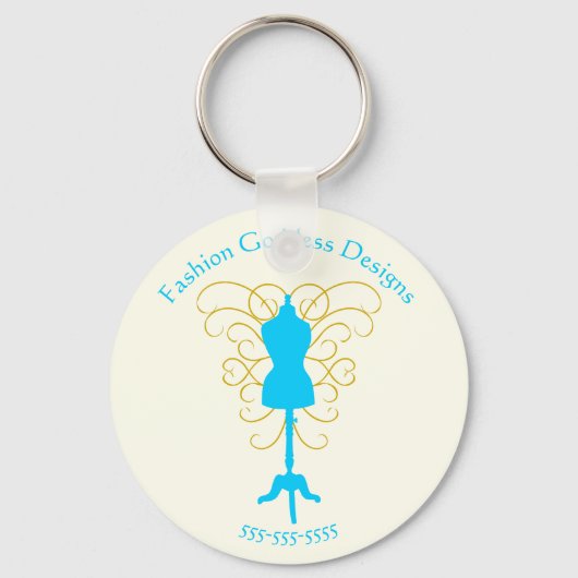 Jurk Vorm met Krullen - Design Godin Sleutelhanger (Voorkant)