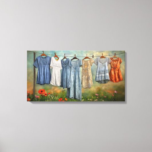  jurken aan de lijn canvas afdruk (Voorkant)