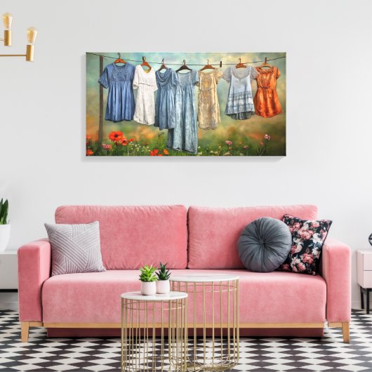  jurken aan de lijn canvas afdruk (Insitu (Woonkamer))