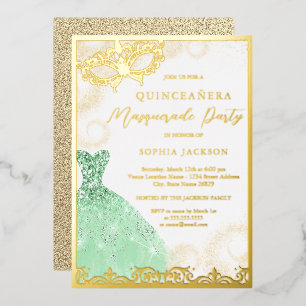 Jurken Goud Groen Maskerade Feest Quinceanera  Folie Uitnodiging