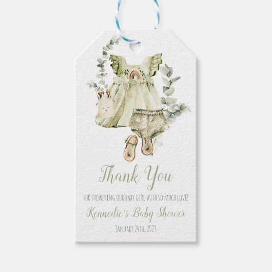 Jurkje voor meisjes, layette, babyshower cadeaulabel (Voorkant)