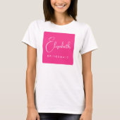 Jurkmeisje Naam Script Bachelorette Feest Vrouwen T-shirt (Voorkant)