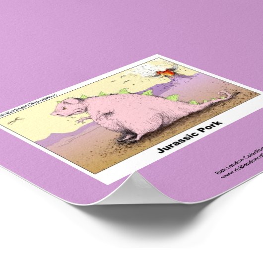 Jurrasic Pork Hilarious Cartoon Poster (Hoek)