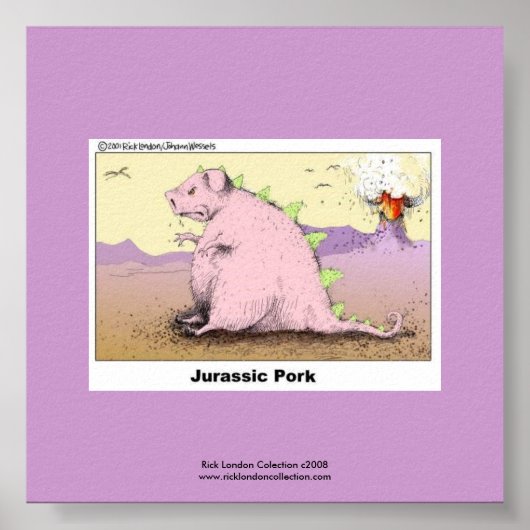 Jurrasic Pork Hilarious Cartoon Poster (Voorkant)