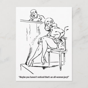 Jury Alleen Vrouwen, Humoristische Vintage Briefkaart