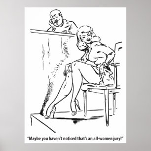 Jury Alleen Vrouwen, Humoristische Vintage Poster