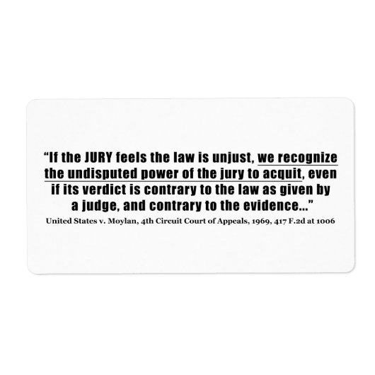 Jury Nullification United States v. Moylan 1969 Etiket (Voorkant)
