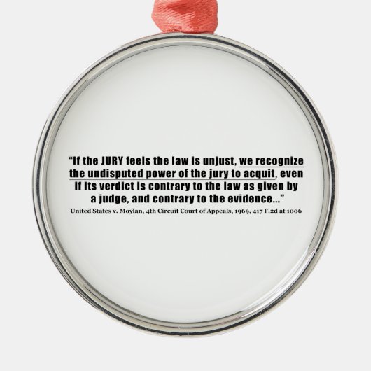 Jury Nullification United States v. Moylan 1969 Metalen Ornament (Voorkant)