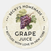 Jus van rode druiven uit grootmoeders tijd zelfgem ronde sticker (Voorkant)